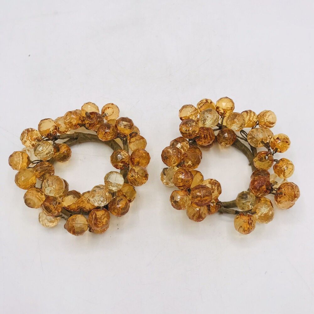 Lot of 2 Faceted Lucite Bead Ember Clusters Napkin Rings Candle Rings MCM Granny